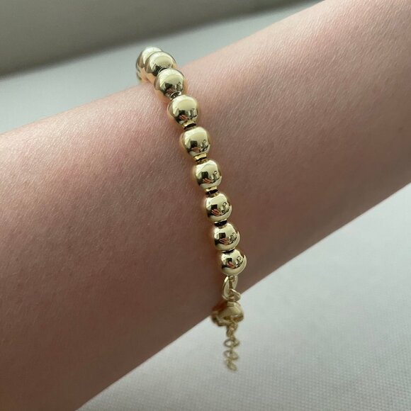 NWT Emma Ball Bracelet (6mm) // 14kt Italian Gold Vermeil - Picture 1 of 8